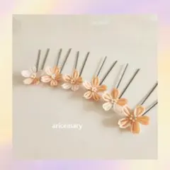 正絹　Uピン仕上げの桜のつまみ細工髪飾り