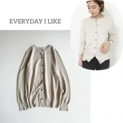 ■美品 エヴリディアイライク　クルーネックカーディガン　ベージュ　コットン　長袖