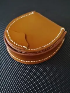 本革 馬蹄型コインケース 小銭入れ ブラウン レザークラフト ハンドメイド