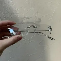 リムレス　ピアス　シルバー メタルフレーム クリア　メガネ　ハンドメイド