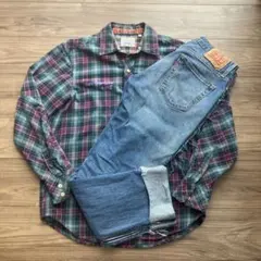 Levi’s ネルシャツ　501 刺繍ロゴ　リーバイス