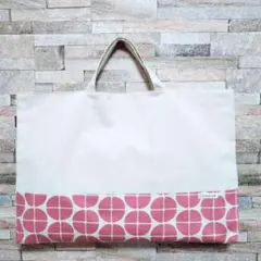 ハンドメイド　レッスンバック　図書バック　サブバッグ　手提げ　ピンク　格子柄