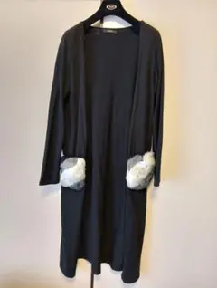 新品未使用品　黒 カーディガン Mサイズ ファー付き