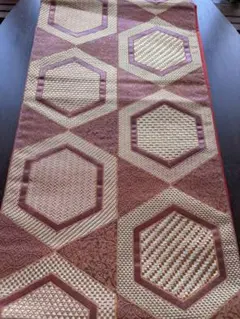 アンティーク袋帯☆O1赤茶色の小紋柄のベースに織り出しの様なゴールドの亀甲柄