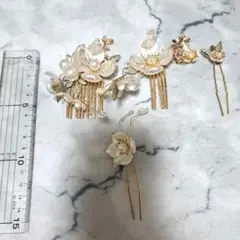 エレガントな花と葉のヘアアクセサリーセット