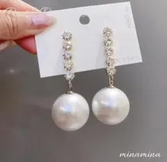ピアス　パール　ジルコニア　大粒　結婚式　ウェディング　キラキラ