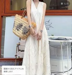 総柄レース ノースリーブワンピース　me Jane