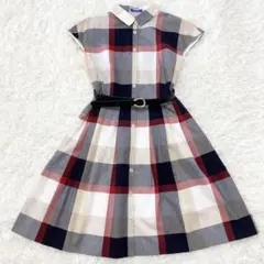 【最終価格・極美品・L】ブルーレーベル　シャツ　ワンピース　ベルト　チェック