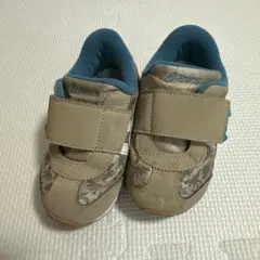 アシックス ベルクロシューズ ベージュ/青　15.0cm