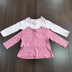 プチバトー 長袖トップス 2枚セット 約80cm 女の子 保育園 記名あり