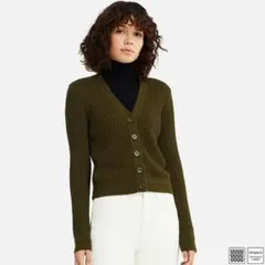 UNIQLO/ユニクロ U メリノブレンドVネックカーディガン 36 ブラウン
