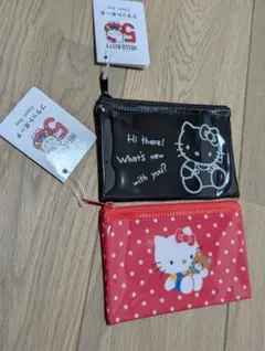 2点セットハローキティ　フラットポーチ　50周年　キティちゃん　サンリオ　レトロ