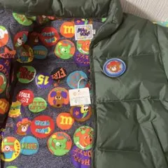 ミキハウス ダウンジャケット 110 新品タグ付 くまバッジ付 総柄