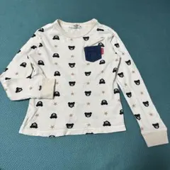 クマと星プリントの長袖カットソー120 熊長袖