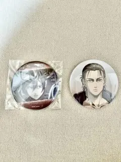 進撃の巨人 缶バッジ 2個 エレン ミカサ