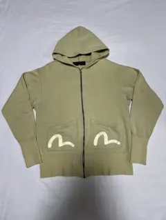 EVISU ジップアップパーカー　38サイズ　白カモメ　オリーブグリーン　裏起毛のサムネイル