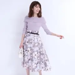 アプワイザーリッシェ フラワープリントスカート 花柄フレア ハイウエストのサムネイル