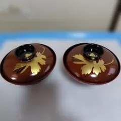 漆器 椀 2個セット 金色の葉模様