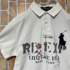 61激レア　ポロバイラルフローレン　POLO ポロシャツ白 クレイジービック刺繍