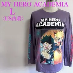 僕のヒーローアカデミア ロンT 爆豪 デク 両面袖プリント 紫 US古着
