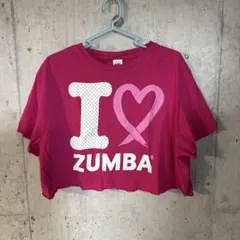 ZUMBA ズンバ 公式 クロップド丈 Tシャツ リメイク ショート丈 ピンクのサムネイル