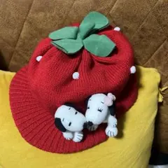 スヌーピー 苺 ニット帽子 usj キッズ