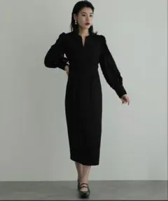 PourVous ワンピース 体型カバー フォーマルドレス　M