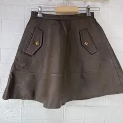k*♡様 BURBERRY BLUE LABELブラウンレザーミニスカート 38