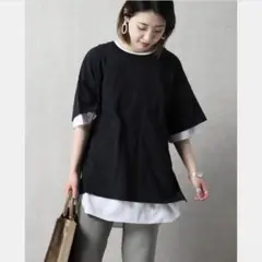 フリークスストア　二枚重ね　ワッフルインナーセット　サーマル　Tシャツ　ブラックのサムネイル