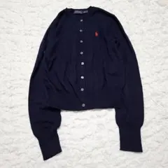 ポロラルフローレン　カーディガン　M　ポニー刺繍　ネイビー　薄手