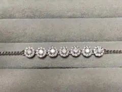 モアサナイト　チェーンブレスレット　真鍮プラチナコーティング