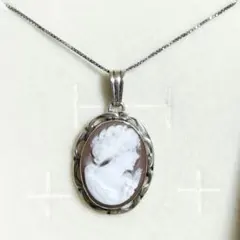 新品 ラファエレ作 シェルカメオ SILVERペンダントトップ 可憐な花の髪 