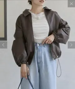 合成皮革ダークブラウンジャケット