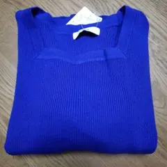 Discoat ライトリブスクエアネックプルオーバー ブルー