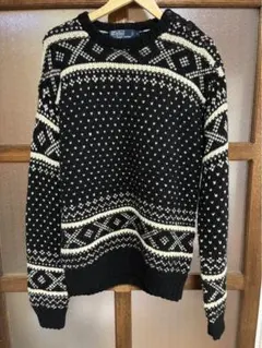 希少　90s ラルフローレン　ハンドニット　【 L 】ウール100%　セーター