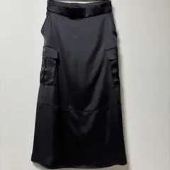 LOUNIE ブラックサテン　カーゴロングスカート