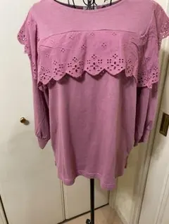 ピンク フリル刺繍 バルーンスリーブトップス　未使用タグ付