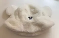 ディズニー　バケハ　もこもこ　白　ホワイト　ミッキー　キャップ　帽子