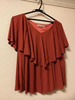 フリル付きVネックトップス F