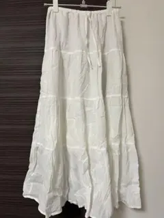 ホワイト フレアスカート ティアードデザイン