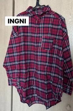 イングINGNI 赤 チェックシャツ レディース Mサイズ　秋冬