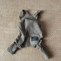 犬服　サロペット　リブ編みオリーブグリーン　サイズ3