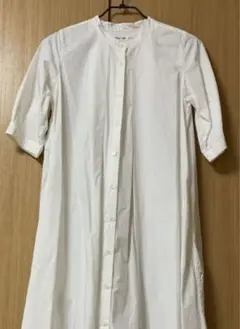 コットン 半袖 ロングワンピース サニークラウズ バンドカラー