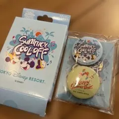 ディズニー＆ミセスグリーンアップルコラボ 缶バッジ＆ステッカーセット 水色＆緑