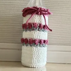 チューリップ柄　ペットボトルホルダー　500ml かぎ針　春　ハンドメイド　毛糸