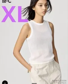 【新品未使用】UNIQLO CメッシュクルーネックセーターノースリーブXL