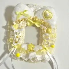 硬質ケース　デコ レース　トレカケース　推し活　韓国【イエロー】 ハンドメイド