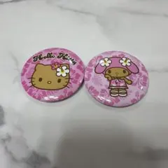 ハローキティ　マイメロディー　缶バッジ ハイビスカス