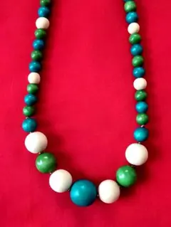 カラフル木製ビーズネックレス エスニック風　タグ付き