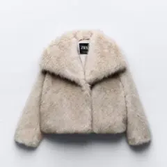 ZARA ブラウン ファーコート Sサイズ 未使用 ZW COLLECTION フェイクファーショートコート - ブラウン | ZARA